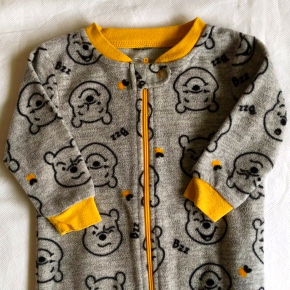 disney winnie the pooh fleece zipper footie sleeper pajamas 6-12 months baby - Picture 2 of 5